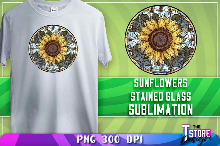 Sunflowers Stained Glass Sublimation|Sunflower Glass Design