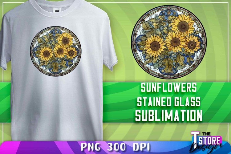 Sunflowers Stained Glass Sublimation|Sunflower Glass Design