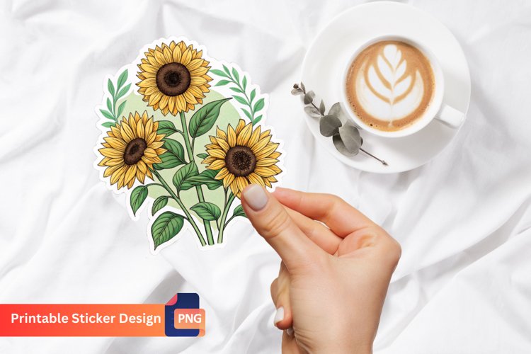 Sunflowers Sticker Design, Floral Sticker Pack, Flower Art