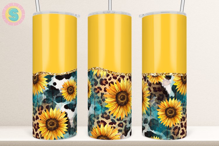 Sunflowers Teal Wood Agate 20Oz Tumbler Sublimation Wrap