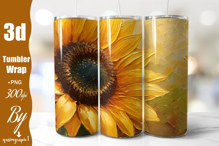 Sunflowers Tumbler Wrap Watercolor Sunflower 20 oz Wrap