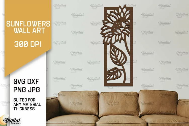 Sunflower Wall Art Laser Cut. Sunflower Wall Decor SVG