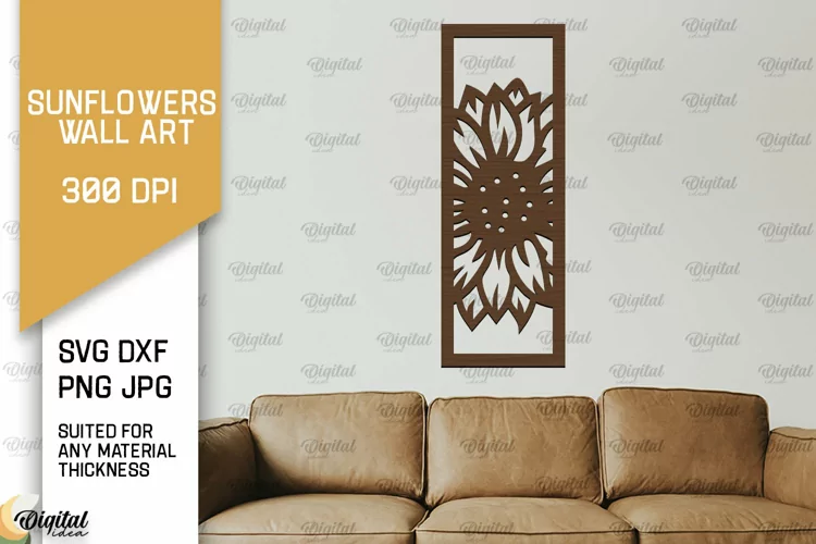 Sunflower Wall Art Laser Cut. Sunflower Wall Decor SVG