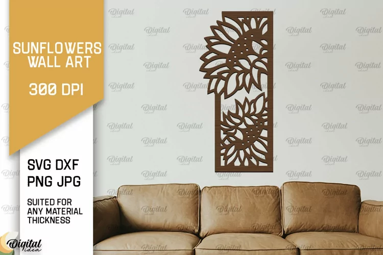 Sunflower Wall Art Laser Cut. Sunflower Wall Decor SVG