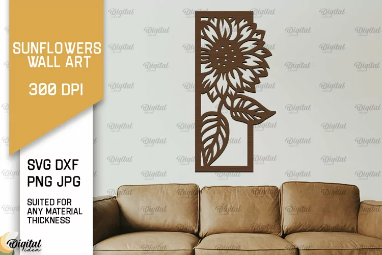 Sunflower Wall Art Laser Cut. Sunflower Wall Decor SVG
