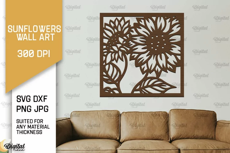 Sunflower Wall Art Laser Cut. Sunflower Wall Decor SVG