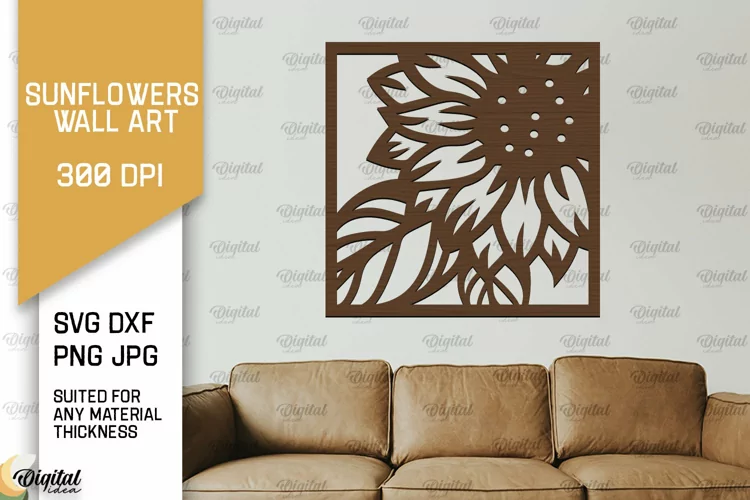Sunflower Wall Art Laser Cut. Sunflower Wall Decor SVG