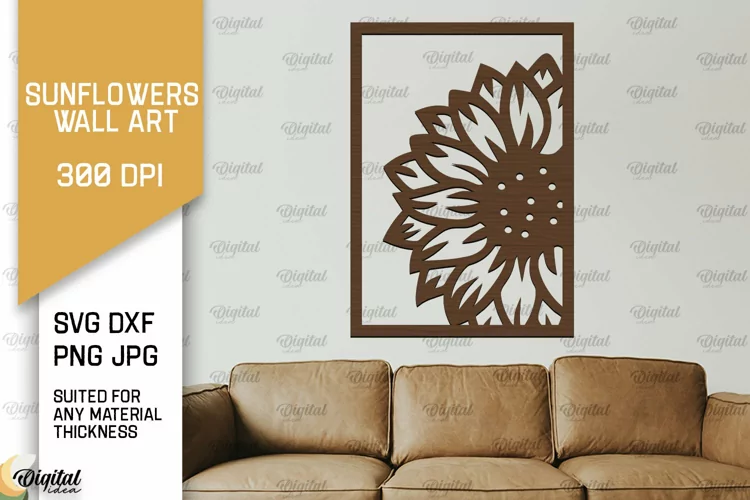 Sunflower Wall Art Laser Cut. Sunflower Wall Decor SVG