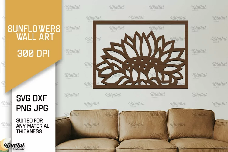 Sunflower Wall Art Laser Cut. Sunflower Wall Decor SVG