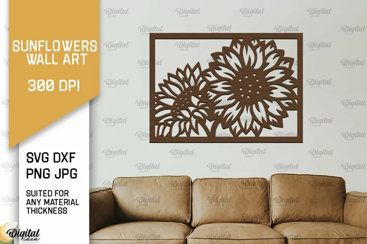 Sunflower Wall Art Laser Cut. Sunflower Wall Decor SVG