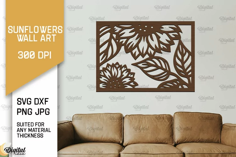 Sunflower Wall Art Laser Cut. Sunflower Wall Decor SVG