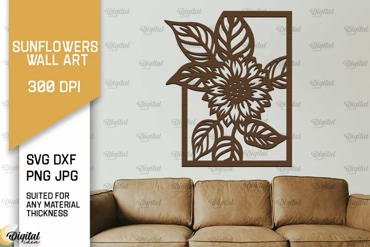 Sunflower Wall Art Laser Cut. Sunflower Wall Decor SVG