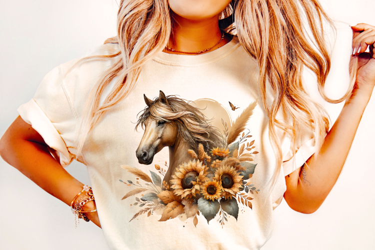 Sunflowers Horse PNG, Horse Lover Sublimation, Cowgirl PNG