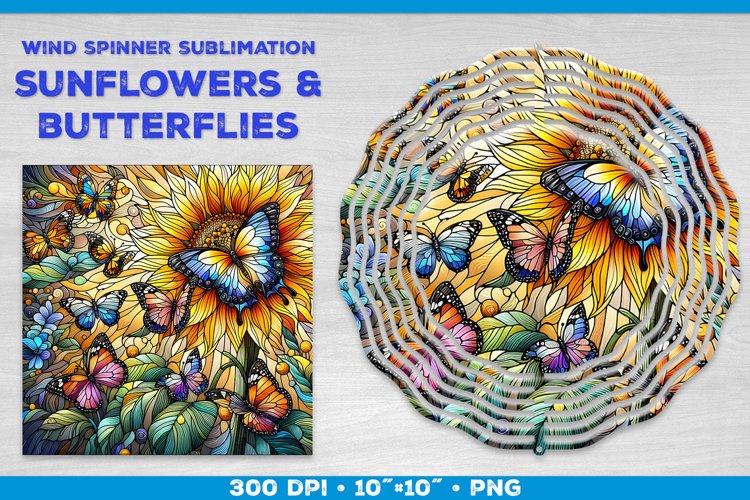 Butterflies and Sunflowers Wind Spinner Sublimation Template