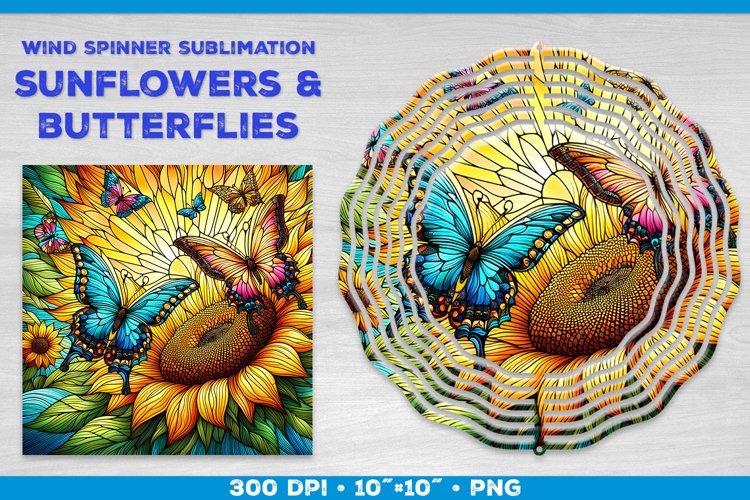 Butterflies and Sunflowers Wind Spinner Sublimation Template