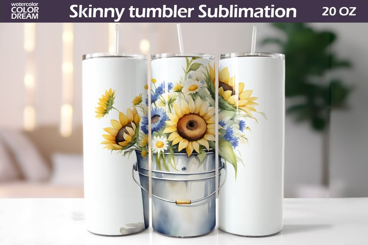 Sunflowers Tumbler Wrap | Wildflowers Tumbler Sublimation