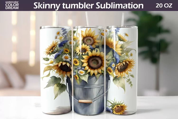 Sunflowers Tumbler Wrap | Wildflowers Tumbler Sublimation