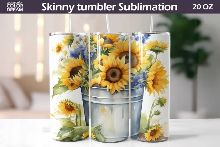Sunflowers Tumbler Wrap | Wildflowers Tumbler Sublimation