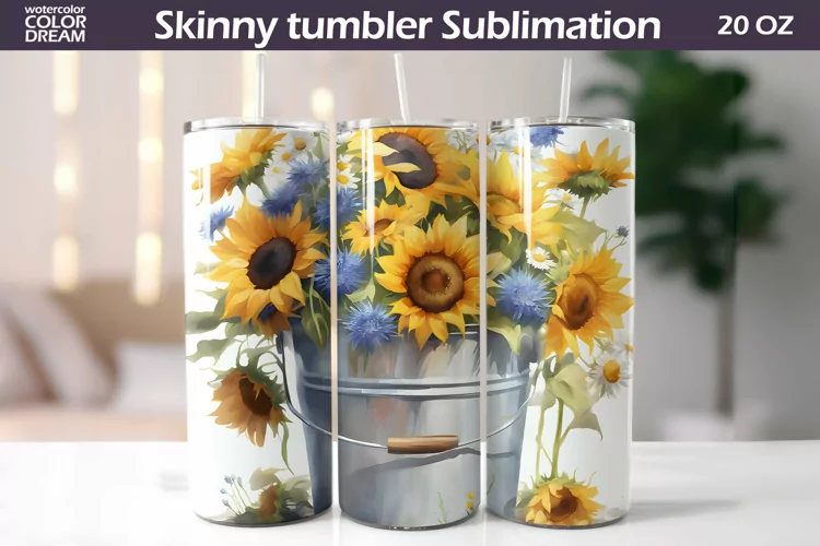 Sunflowers Tumbler Wrap | Wildflowers Tumbler Sublimation