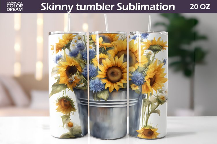 Sunflowers Tumbler Wrap | Wildflowers Tumbler Sublimation