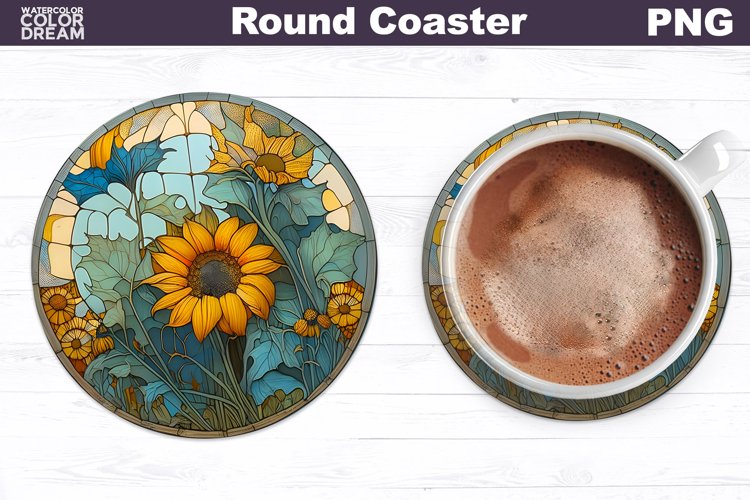 Sunflowers Coaster | Round Coaster Sublimation example image 1