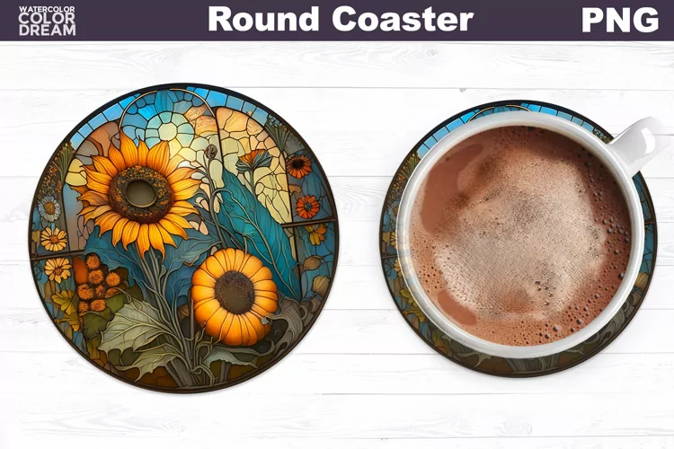 Sunflowers Coaster | Round Coaster Sublimation