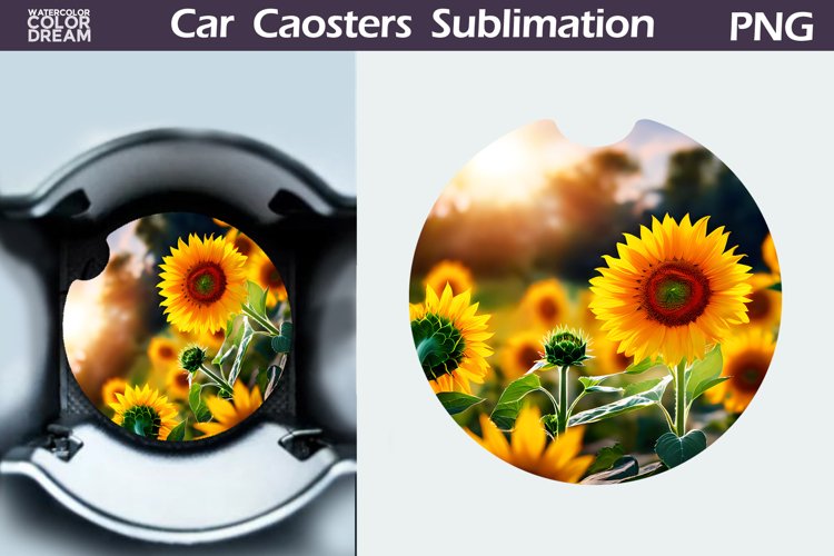 Sunflowers Car Coaster | Sunflowers Round Coaster