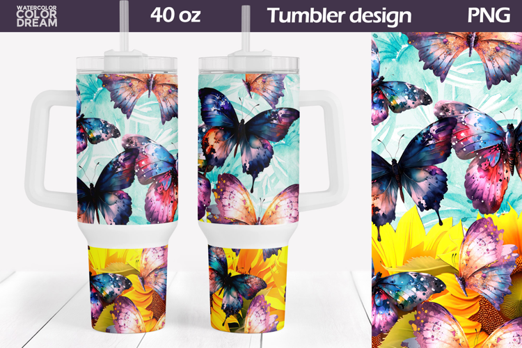 Sunflowers Tumbler 40 Oz | Butterfly Tumbler 40 Oz