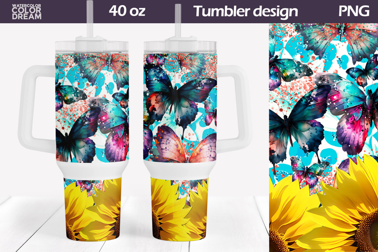Sunflowers Tumbler 40 Oz | Butterfly Tumbler 40 Oz