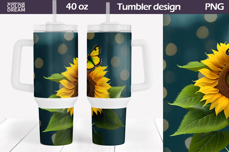 Sunflowers Tumbler 40 Oz | Butterfly Tumbler 40 Oz