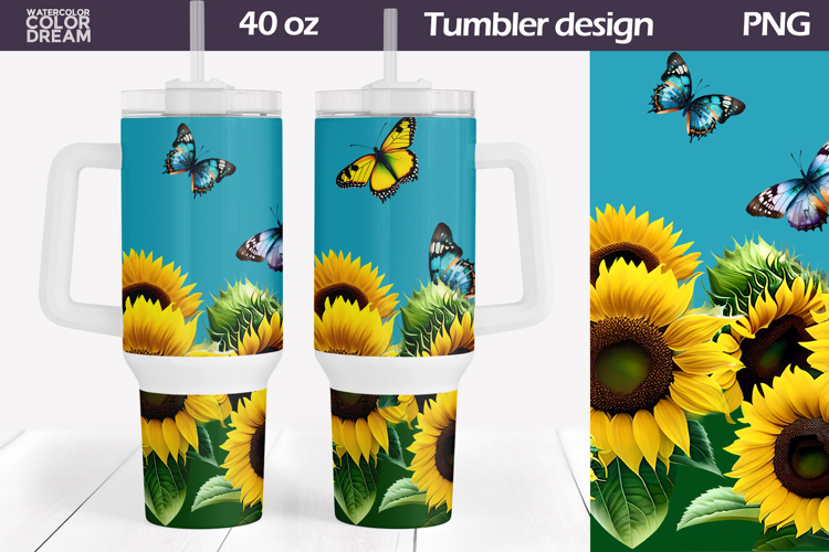 Sunflowers Tumbler 40 Oz | Butterfly Tumbler 40 Oz