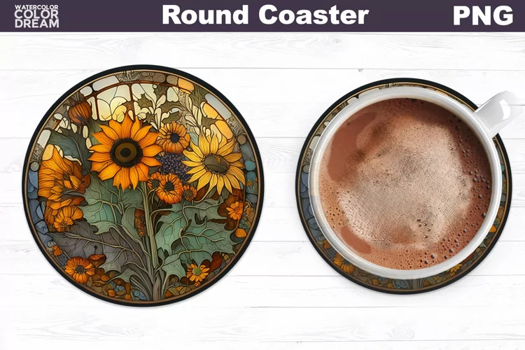 Sunflowers Coaster | Round Coaster Sublimation