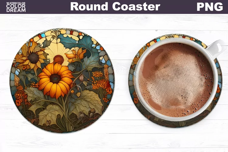 Sunflowers Coaster | Round Coaster Sublimation