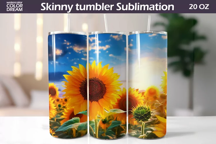 Sunflowers Tumbler | 3D Sunflowers Tumbler Sublimation