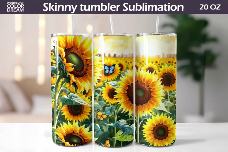 Sunflowers Tumbler | 3D Sunflowers Tumbler Sublimation