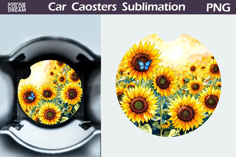 Sunflowers Car Coaster | Sunflowers Round Coaster