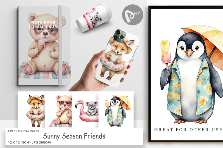 Digital Paper Sunny Season Friends