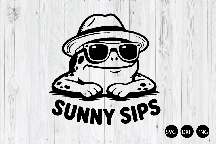 Sunny Sip SVG, Funny Frog SVG, Summer Frog SVG