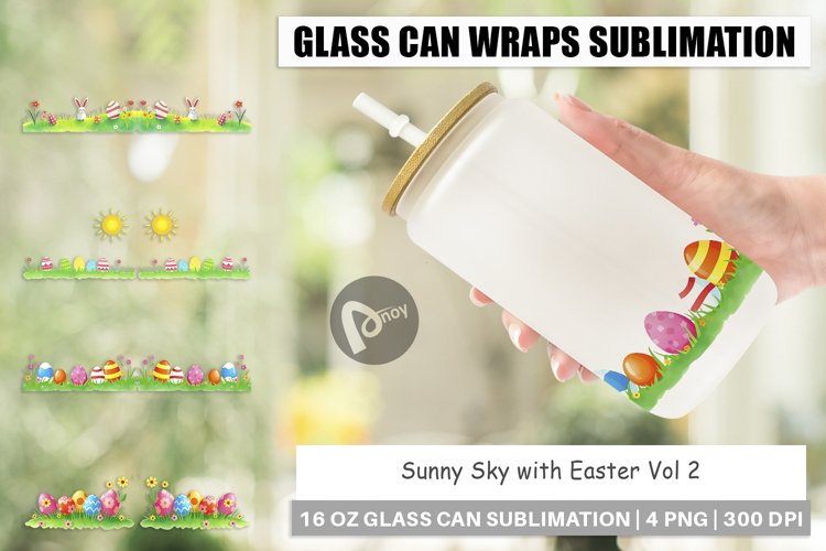 Glass Can Wraps Sunny Sky with Easter example image 1