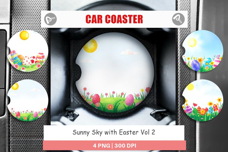 Car Coaster Sunny Sky with Easter example image 1
