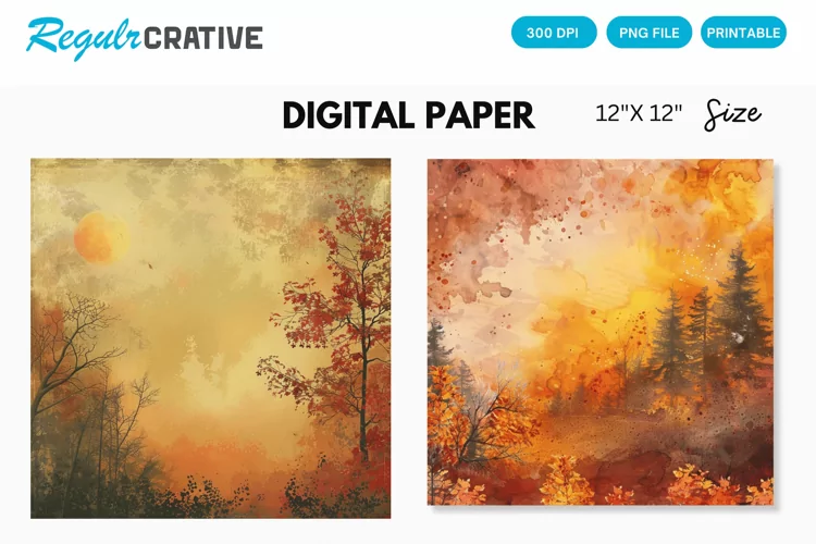 Sunrise In Autumn Seamless Digital Paper