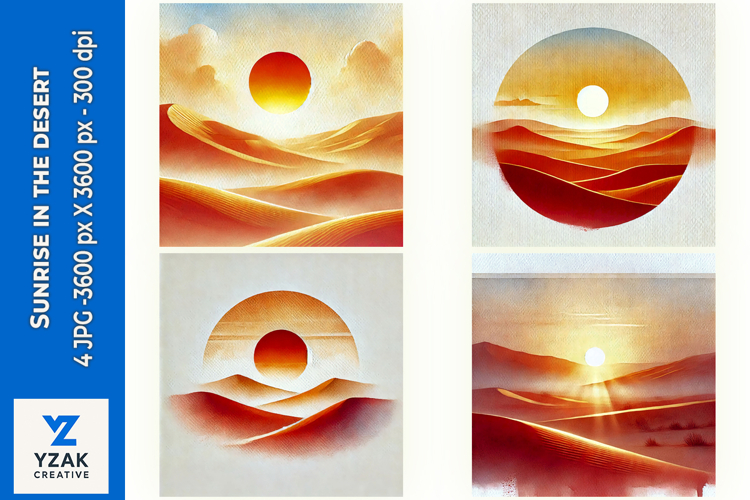 Sunrise in the desert - Digital Illustrations