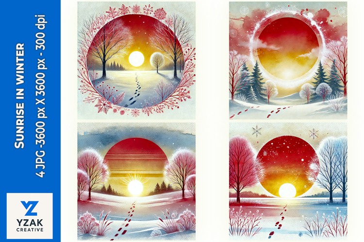 Sunrise in winter - Digital Illustrations