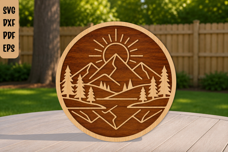 Sunrise Mountain Landscape Laser Cut File
