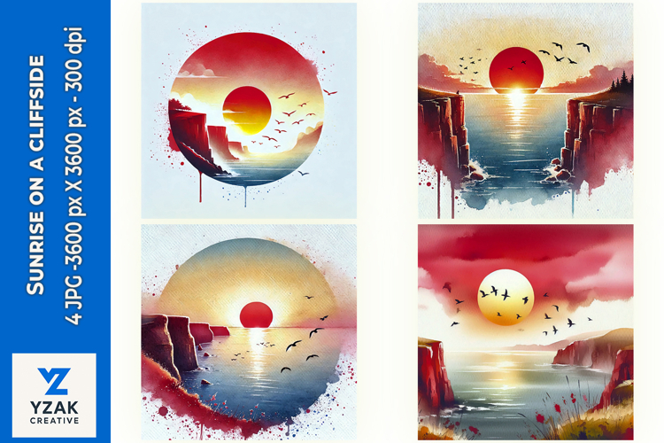 Sunrise on a cliffside - Digital Illustrations