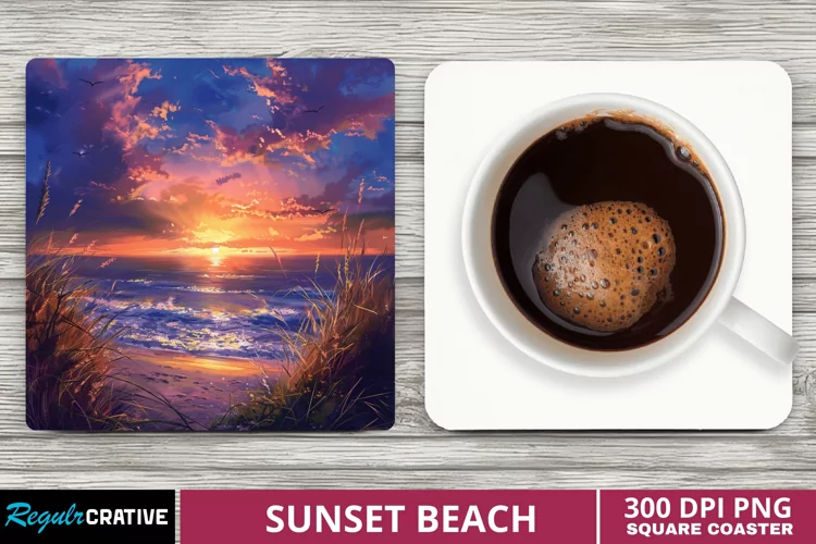 Sunset Beach Square Coaster
