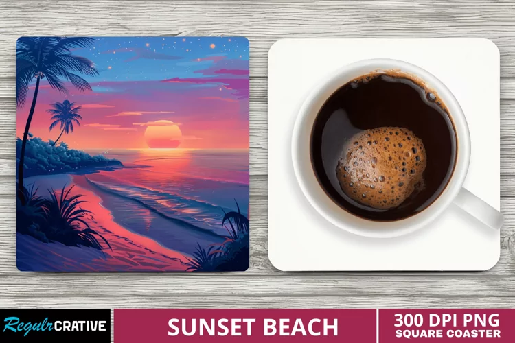 Sunset Beach Square Coaster