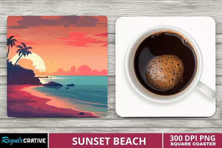Sunset Beach Square Coaster