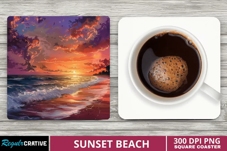 Sunset Beach Square Coaster