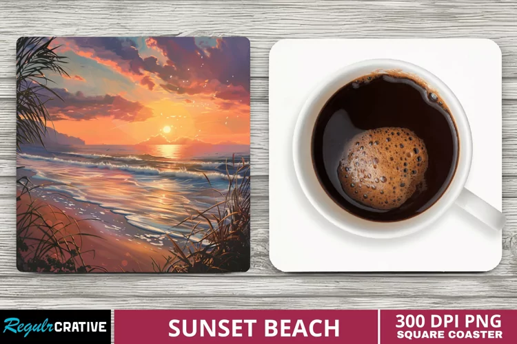 Sunset Beach Square Coaster